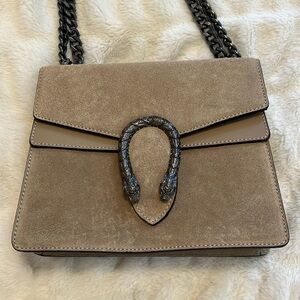 New Leather Suede Taupe Bag shoulder and/or crossbody